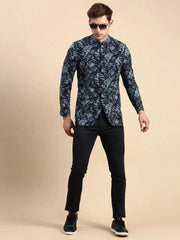 Men Navy Printed Party Blazer-SOBLZ-79-14-Navyblue