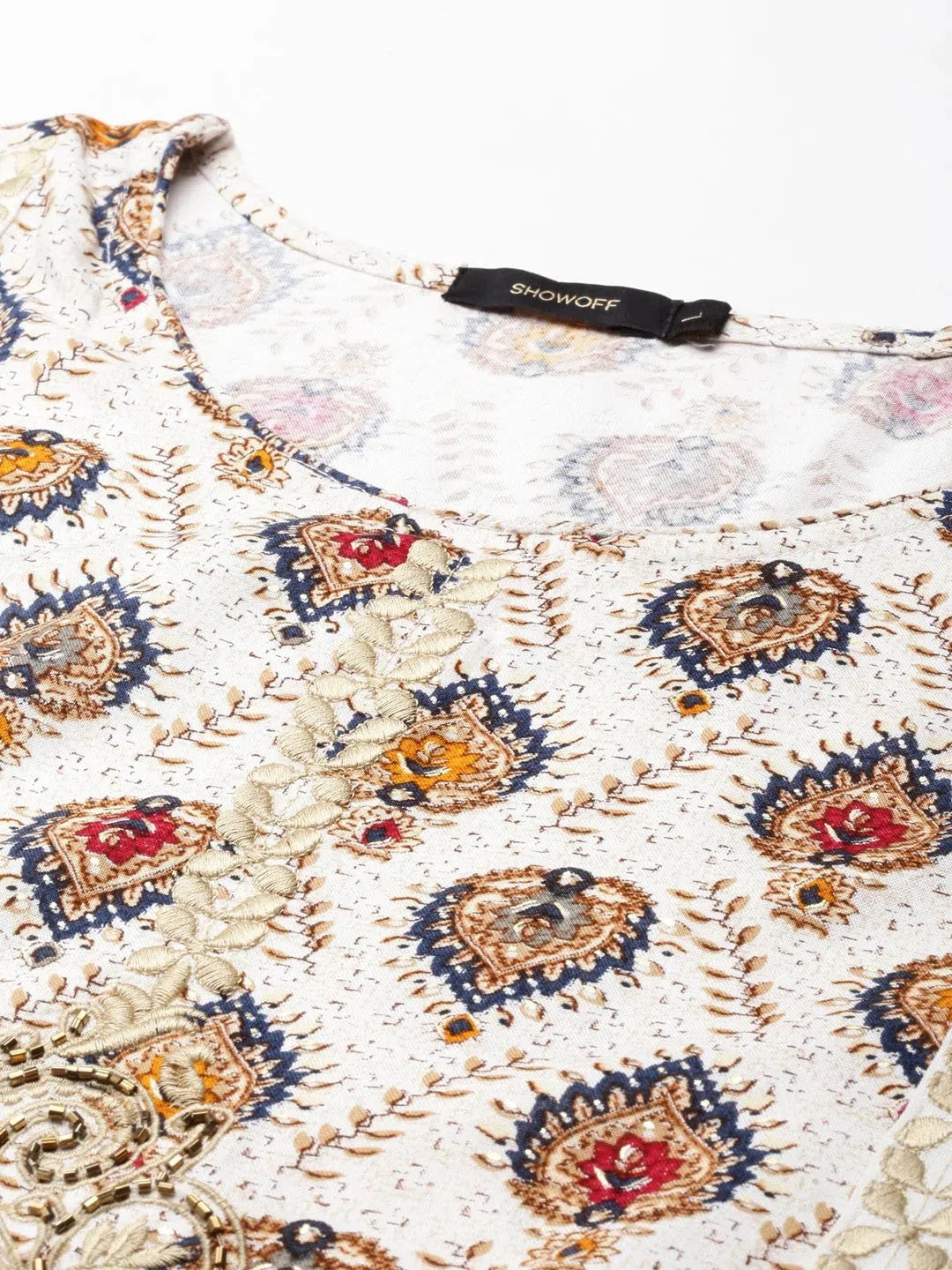 Off White Printed Anarkali Kurta | Women's Anarkali Dress