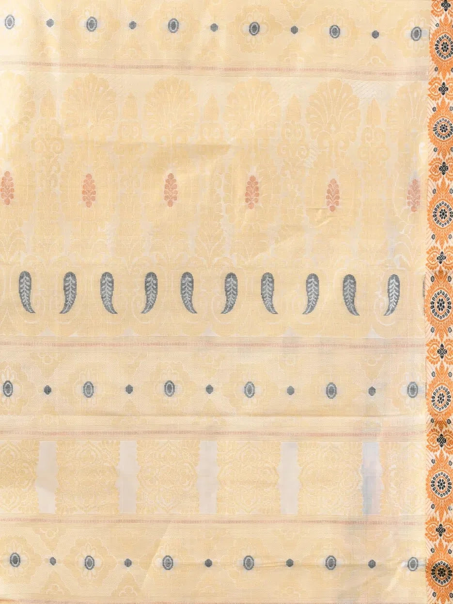 Beige Tussar Silk Saree | Indian Sarees & Paisley Borders