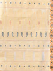 Beige Tussar Silk Saree With Woven Paisley Borders-MA66TUS432590047