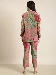 Women Oversized Peach Printed Top & Palazzos Set-DW-4340-Peach