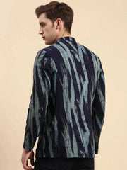 Men Navy Printed Party Blazer-SOBLZ-79-19-Navyblue