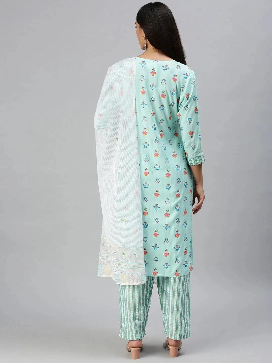 Blue Printed Women's Kurta Sets | Cotton Indian Kurta Sets