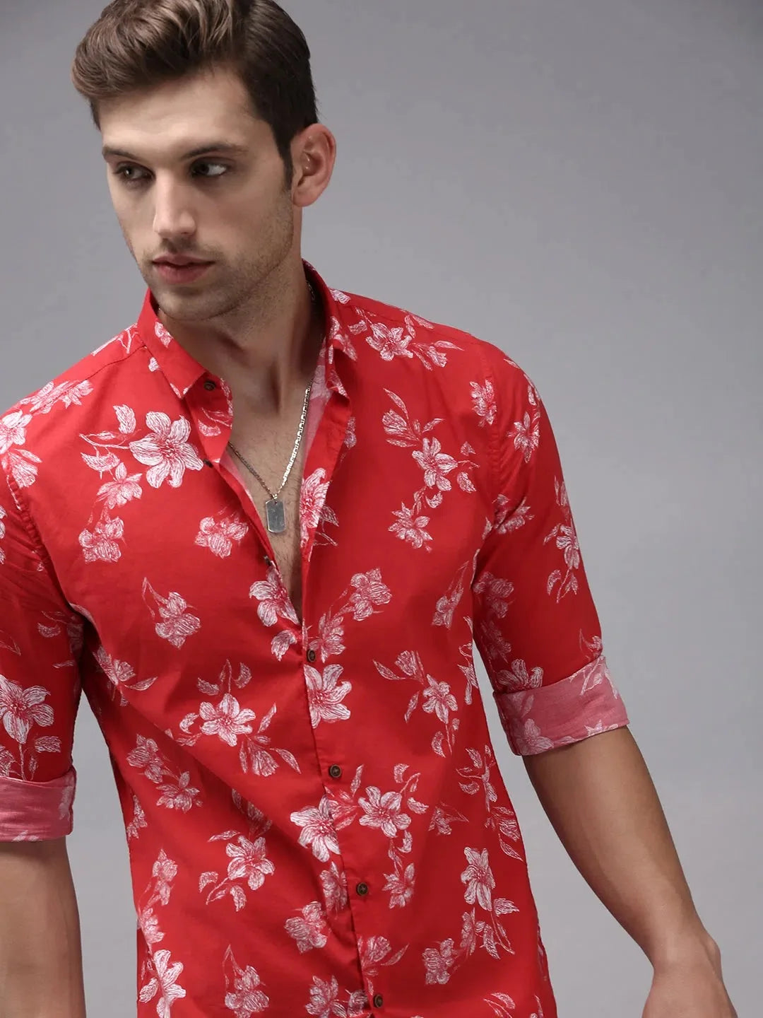 Men Red Printed Casual Shirt-EASTIONPRINT-1430-Red