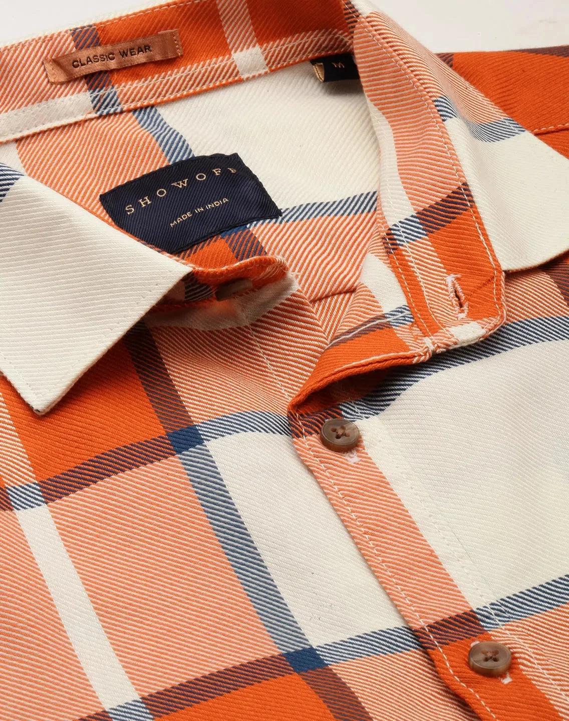 Orange Checked Mens Shirt | Cotton Casual Shirt