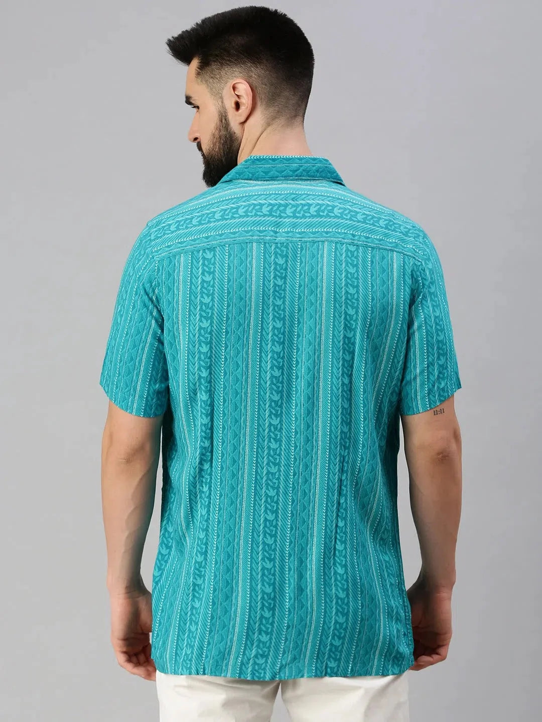 Turquoise Printed Mens Shirt | DesiQlo Cotton Casual Shirt