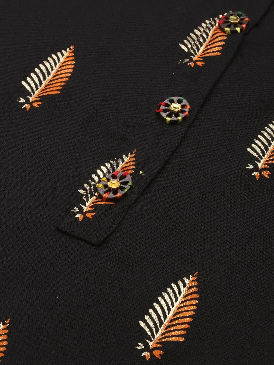 Black Floral Cotton Indian Kurta for Women | DesiQlo