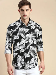 Men Black Printed Casual Shirt-JORDANPRINT-4898-Black