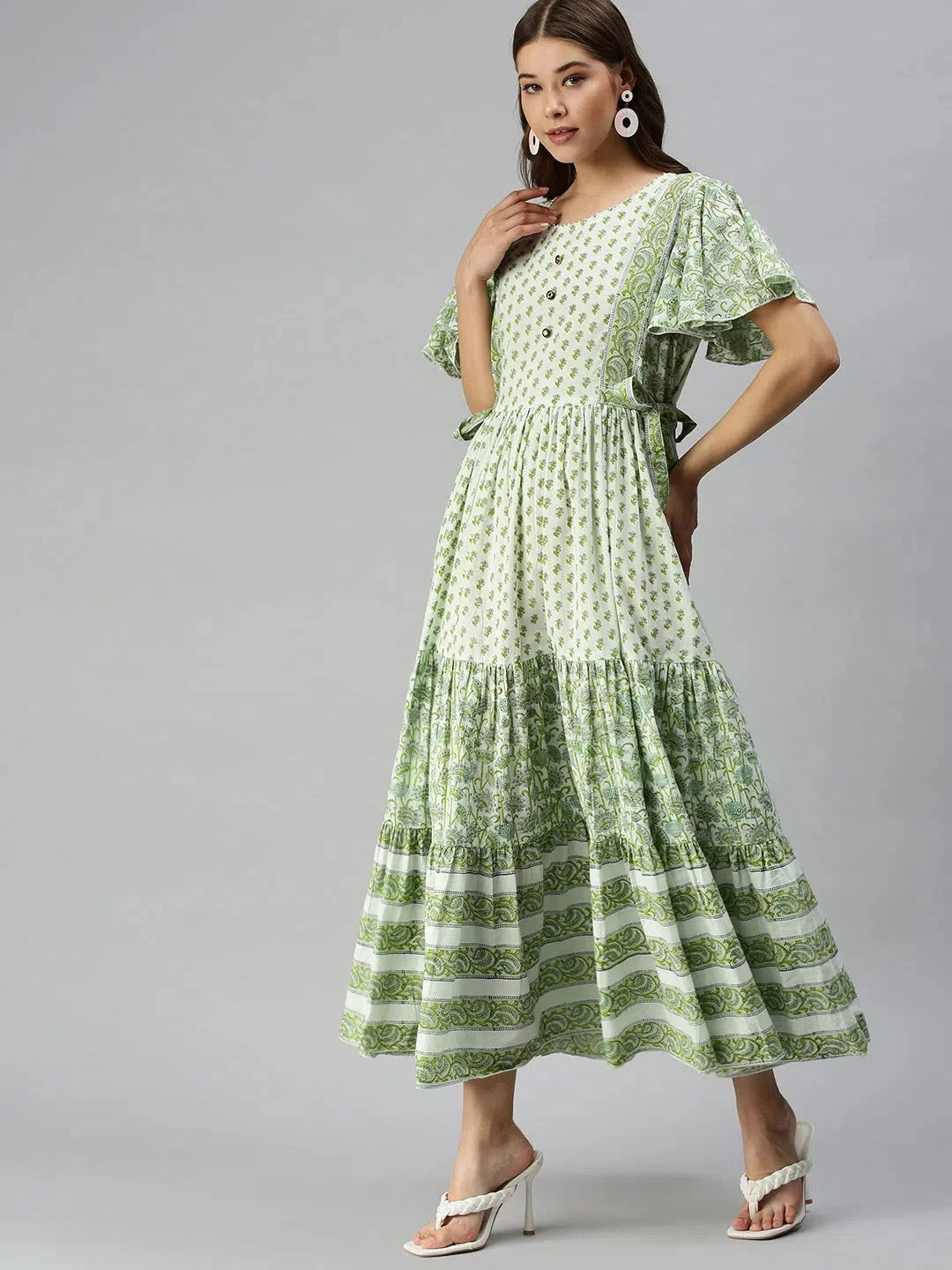 Green Floral Anarkali Kurti - Women's Printed Anarkali Kurta