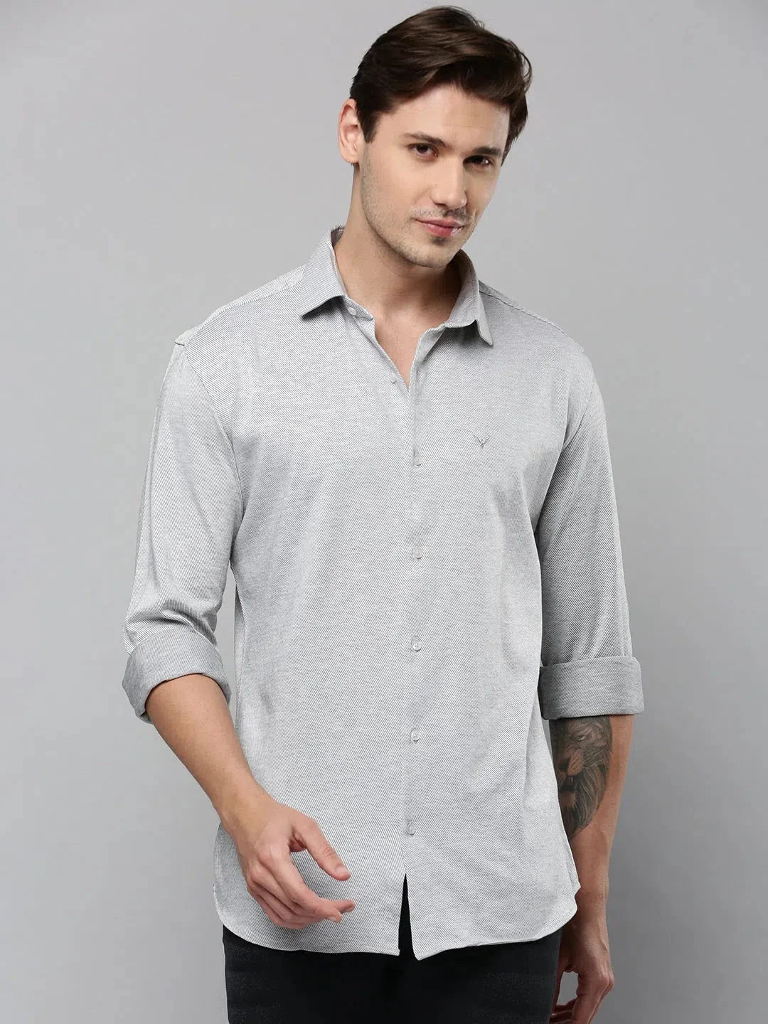 Grey Cotton Mens Shirt - DesiQlo Solid Casual & Formal Shirts
