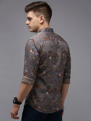 Men Grey Printed Casual Shirt-PARKERPRINT-1543-Grey