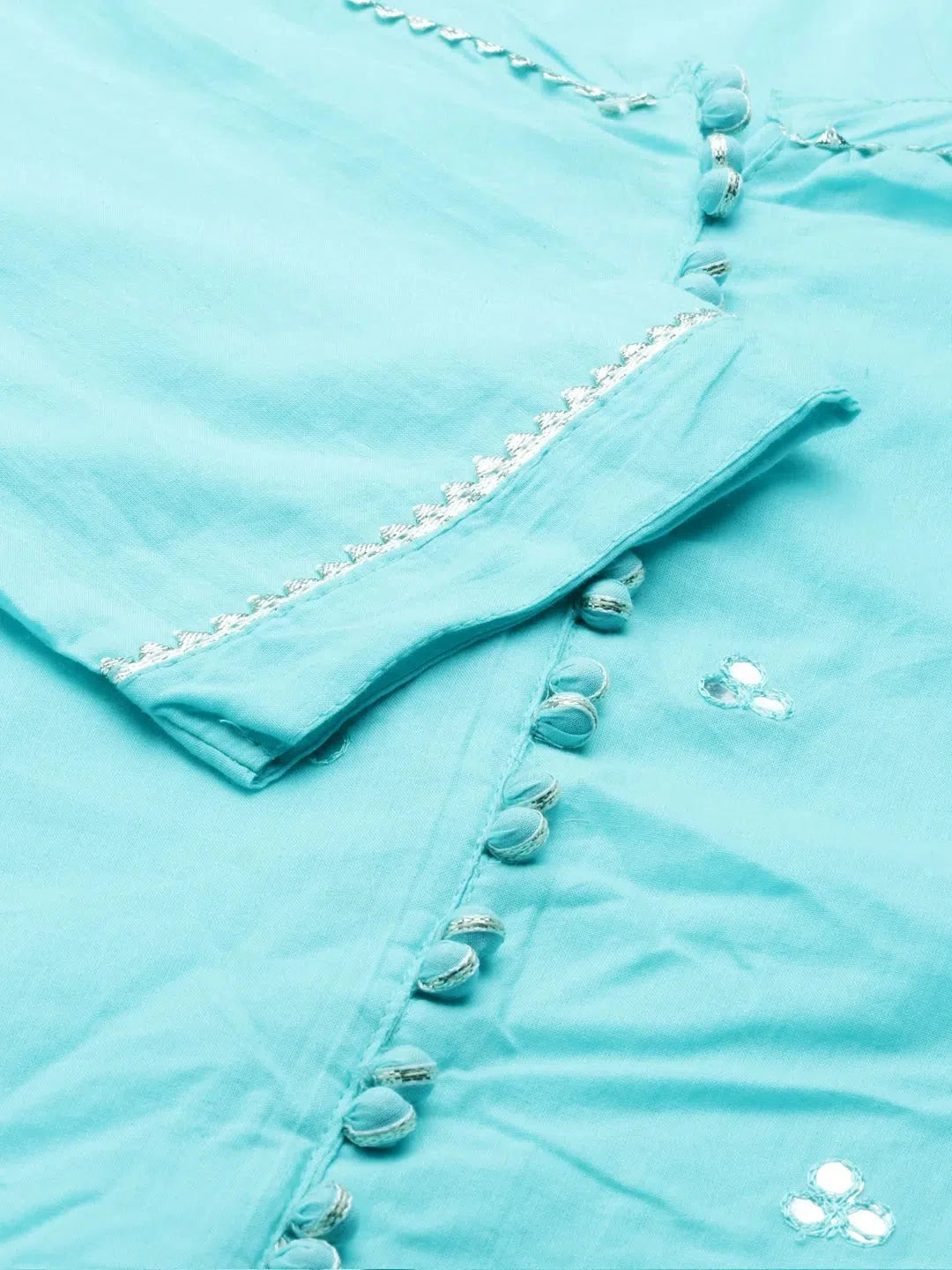 Turquoise Blue Kurta Set | Solid Women's Cotton Kurta Sets