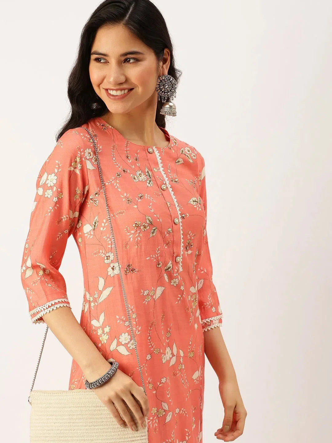Women's Pink Printed Kurta Sets | Cotton Designer Kurta Sets