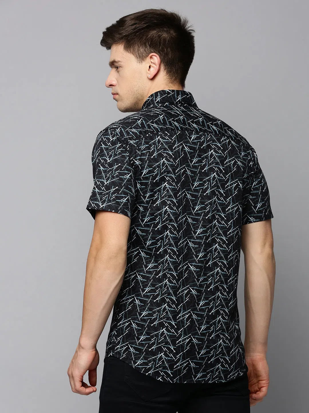 Black Printed Cotton Mens Shirt | Casual Designer Shirts