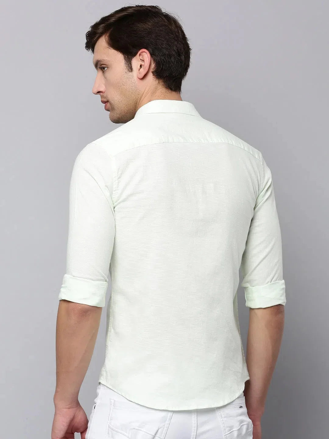 Green Cotton Shirt for Men - Solid Casual Fit | DesiQlo