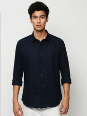 Men Navy Striped Casual Casual Shirts-TAROSTRIPE-606-Navyblue