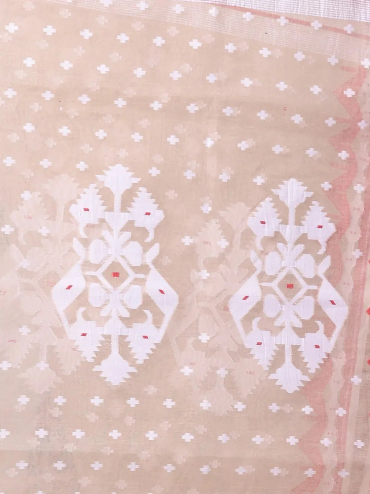 Beige Cotton Jamdani Saree | Indian Sarees