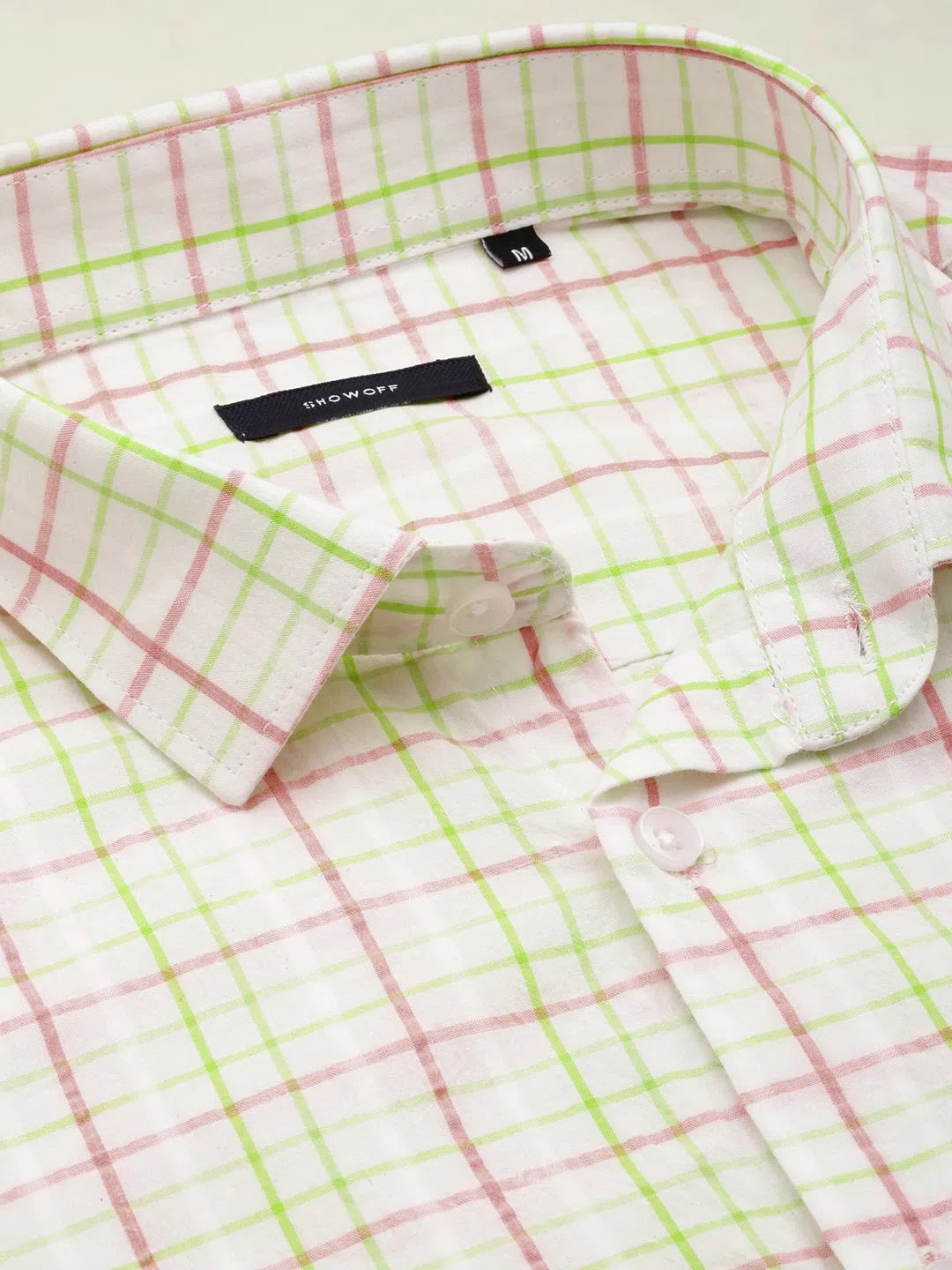 White Checked Mens Shirt - DesiQlo Cotton Casual Shirt
