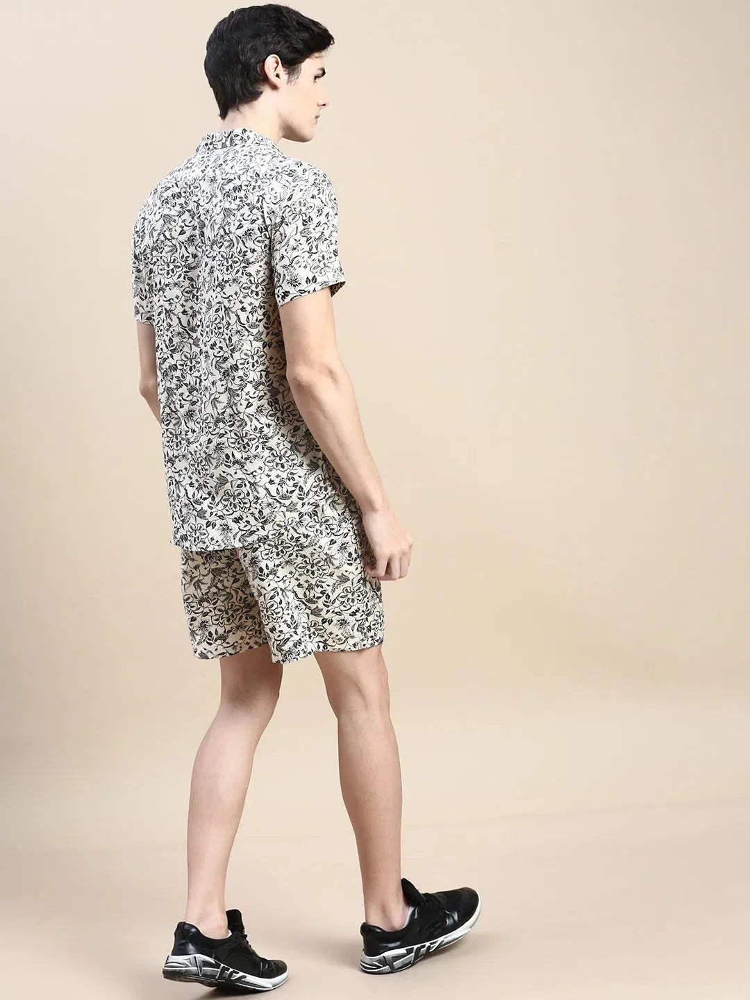 Men's Beige Printed Casual Co ord Set | Cotton Co ord Sets Men
