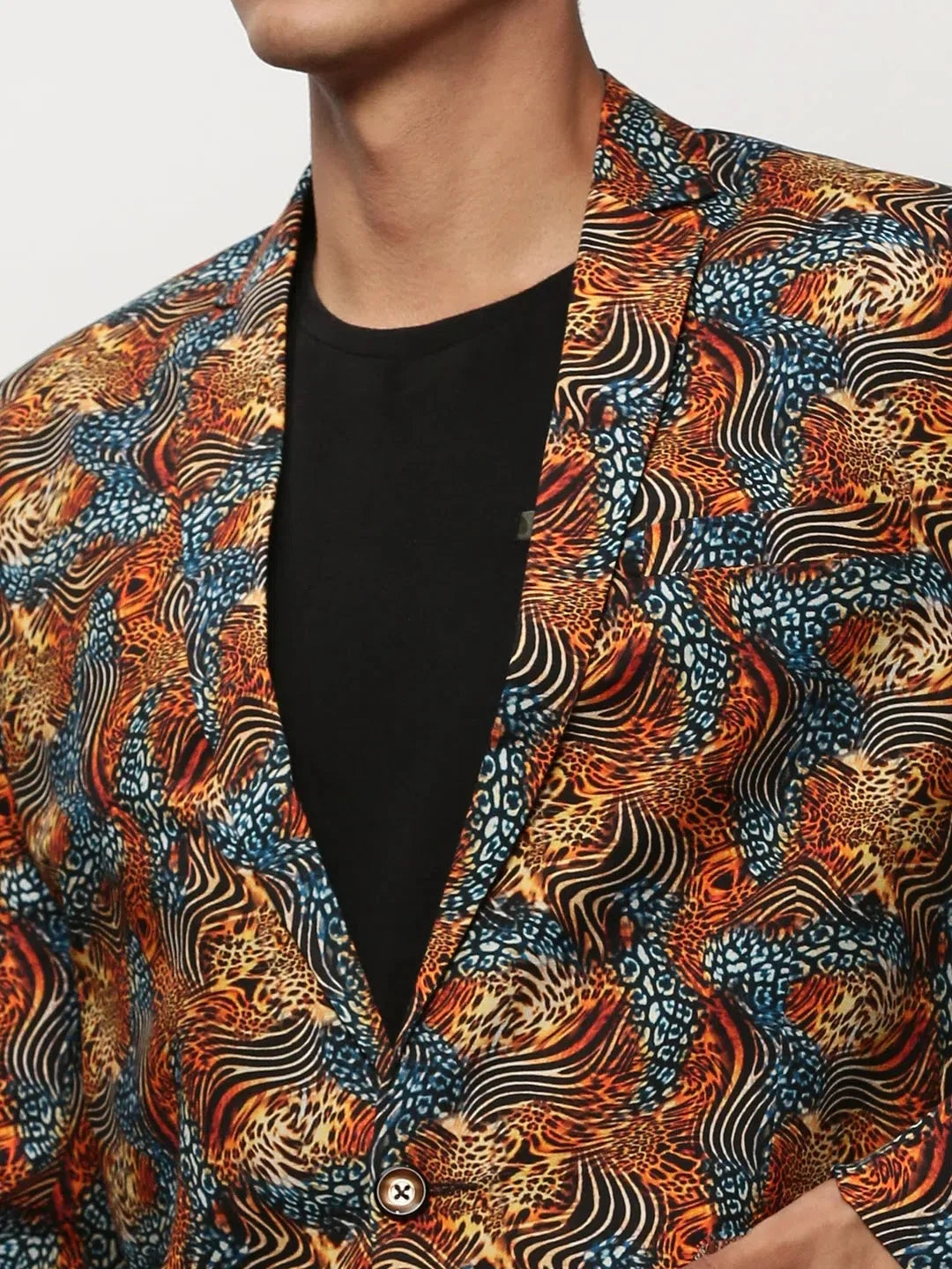 Orange Print Blazer - Modern Modi Jacket Alternative for Men