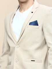 Men Beige Solid Casual Blazers-AR-46-Beige
