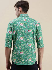 Men Green Floral Casual Shirt-STANLEY-1441-Green