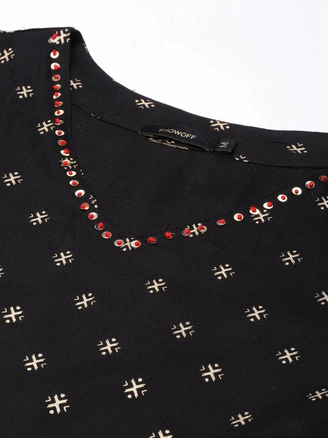 Geometric Black Cotton Kurta | Indian Kurta Ladies Online