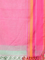 Navy Blue Cotton Saree With Geomatric Patterns-MA66BCT43830037