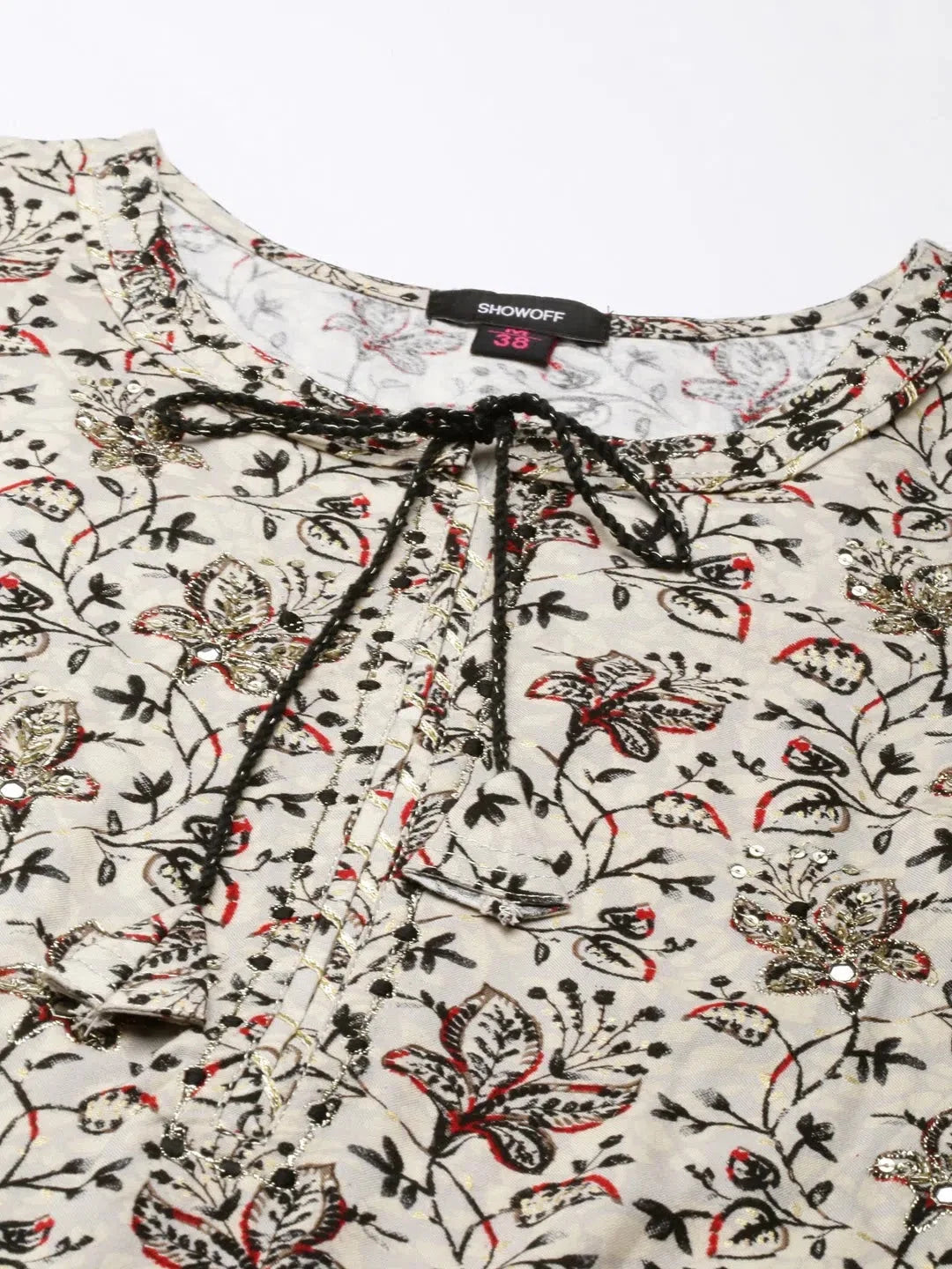 Cream Floral Cotton Kurta - Women's Indian Kurta Designs