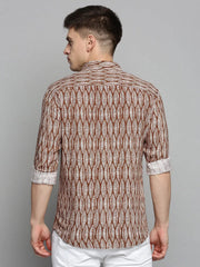 Men Brown Printed Casual Shirt-CARLOSPRINT-3233-Brown