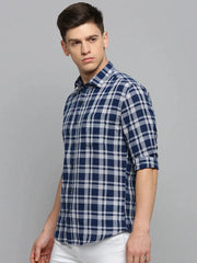 Men Blue Checked Casual Shirt-DALTONCHECKS-4096-Blue