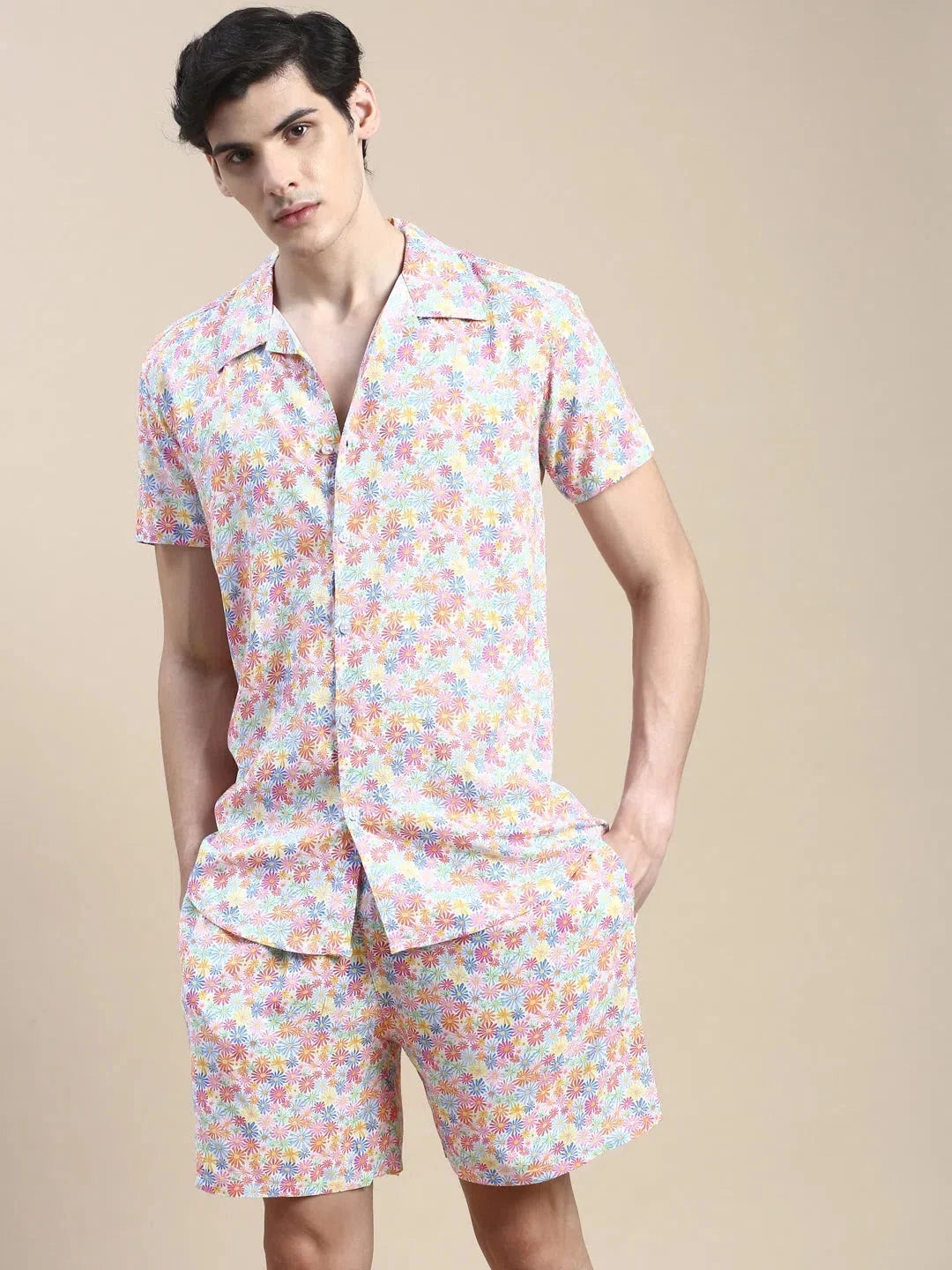 Men's Multi Printed Casual Co ord Set | Cotton Beach Co ord Set