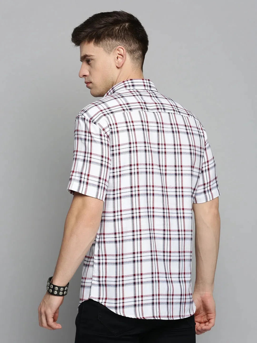 Trendy White Checked Mens Shirt - DesiQlo Cotton Casual Shirt