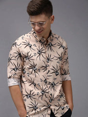 Men Pink Printed Casual Shirt-PARKERPRINT-1550-Peach