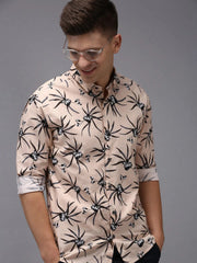 Men Pink Printed Casual Shirt-PARKERPRINT-1550-Peach