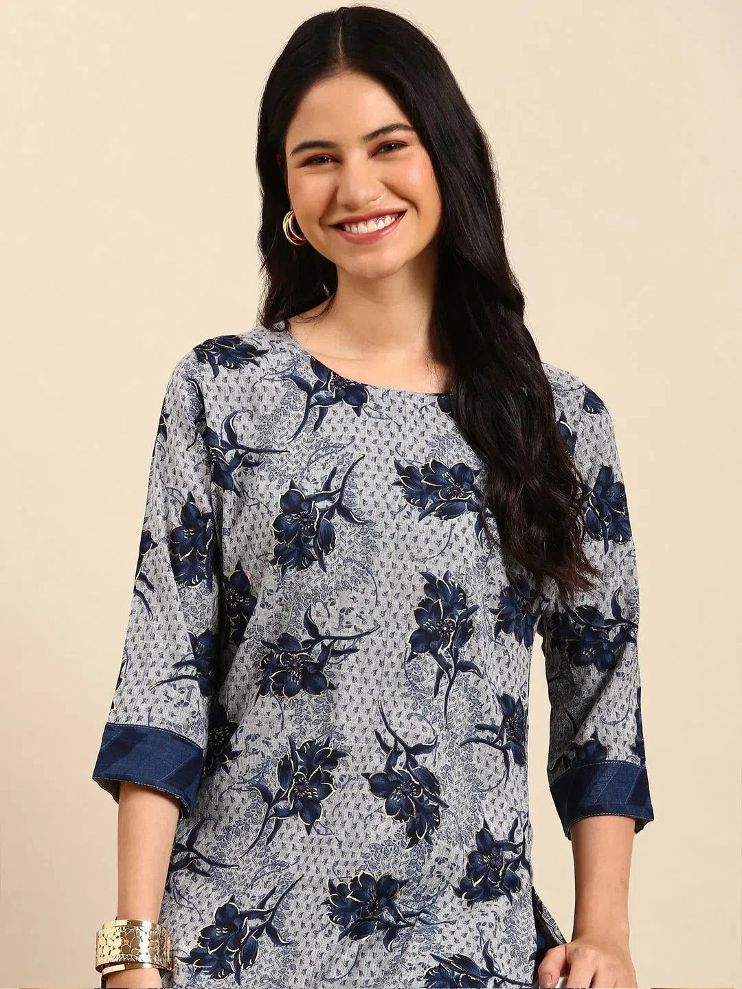 Women's Grey Printed Kurta SetKC-909-Grey