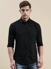 Men Black Geometrical Casual Shirt-STANLEY-5553-Black