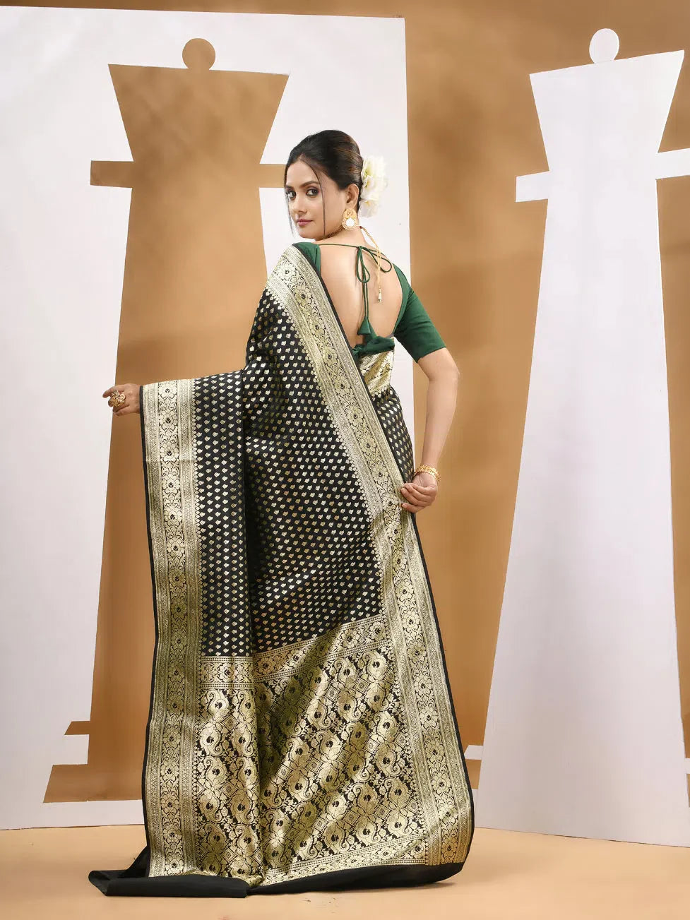Black Banarasi Saree - Indian Sarees & Zari Work