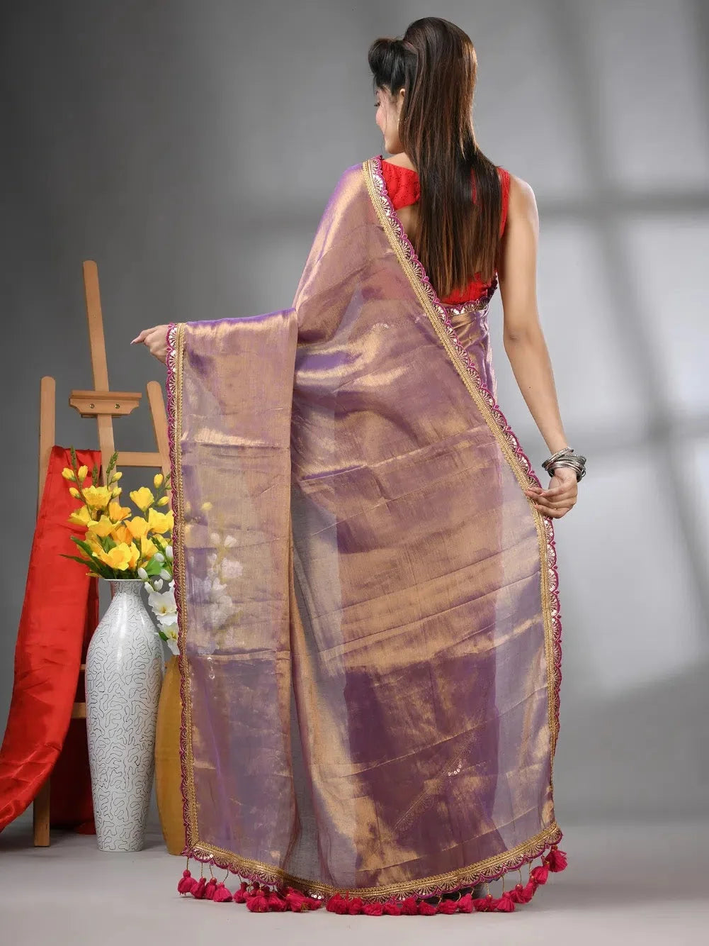 Purple Cotton Tissue Saree | Designer Sarees India