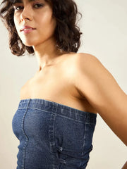 Women Blue Blast Denim Corest Top