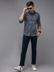 Men Blue Printed Casual Shirt-PARKERPRINT-1544-Blue