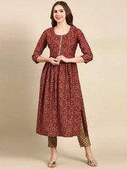 Women's Maroon Printed Kurta SetKC-1029-Maroon