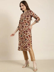 Women Straight Maroon Floral Kurta-HO-1450-Maroon