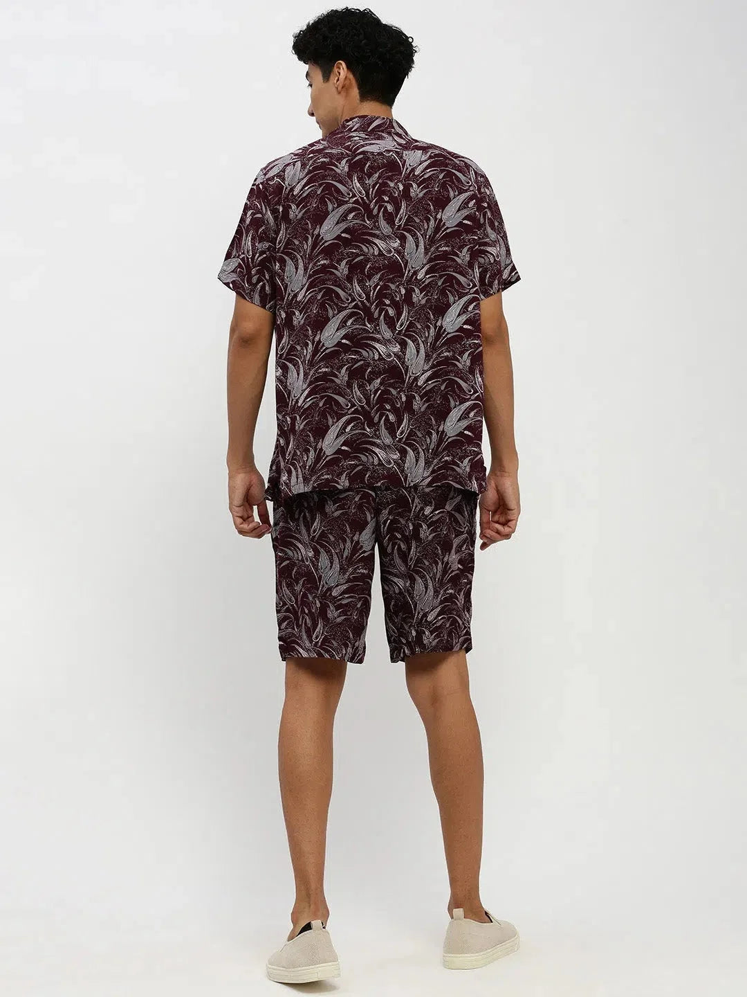 Men's Magenta Printed Co ord Set | Casual Mens Two Piece Sets