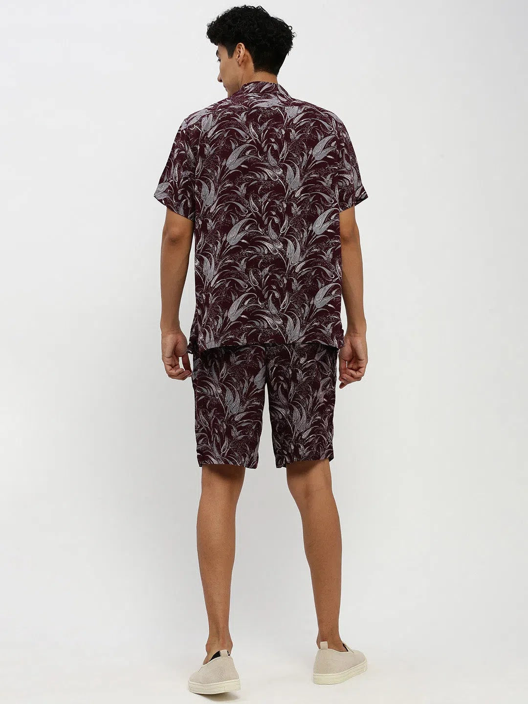 Men's Magenta Printed Co ord Set | Casual Mens Two Piece Sets