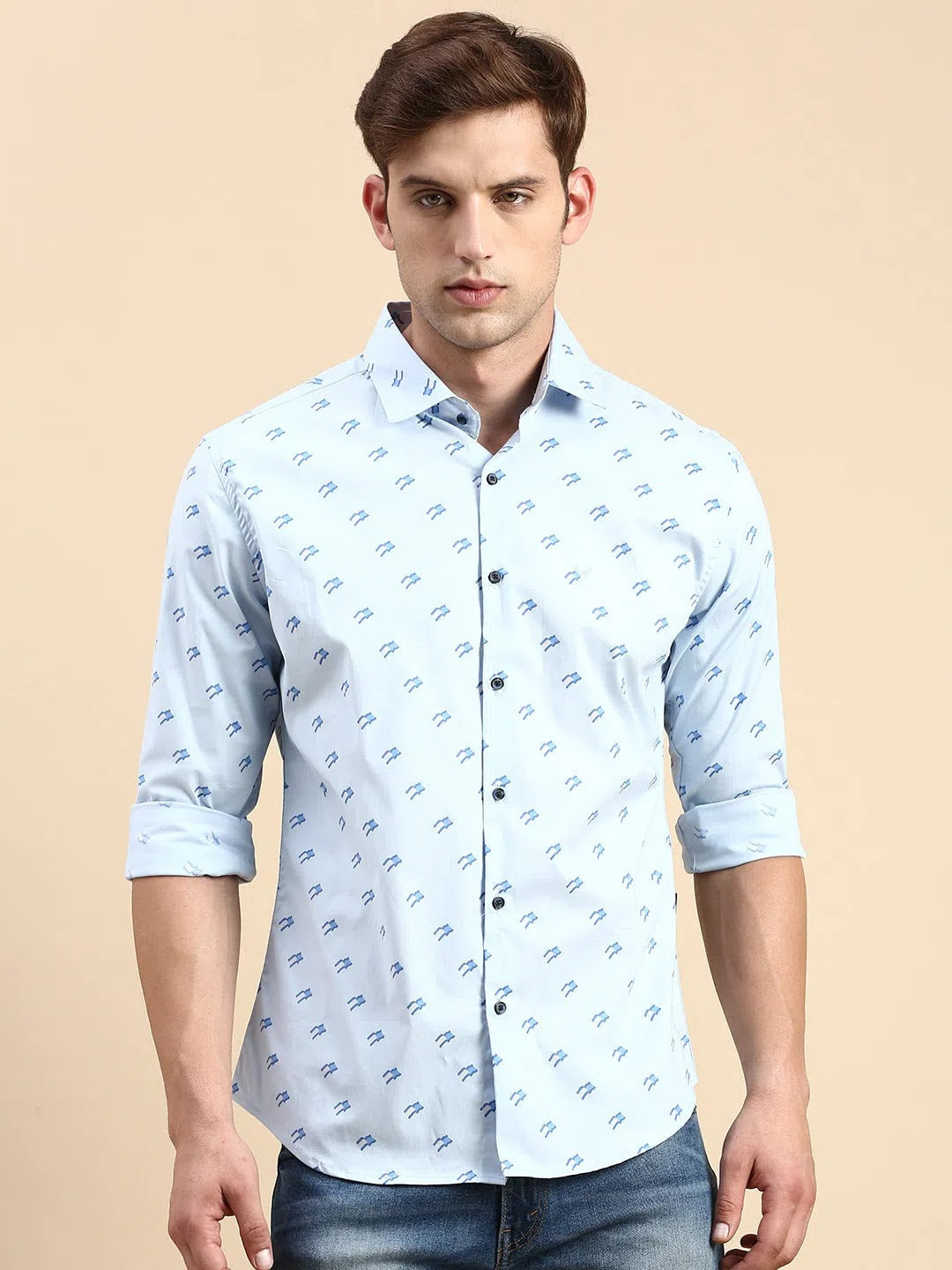 Men's Blue Printed Cotton Shirt | Stylish Casual Shirts
