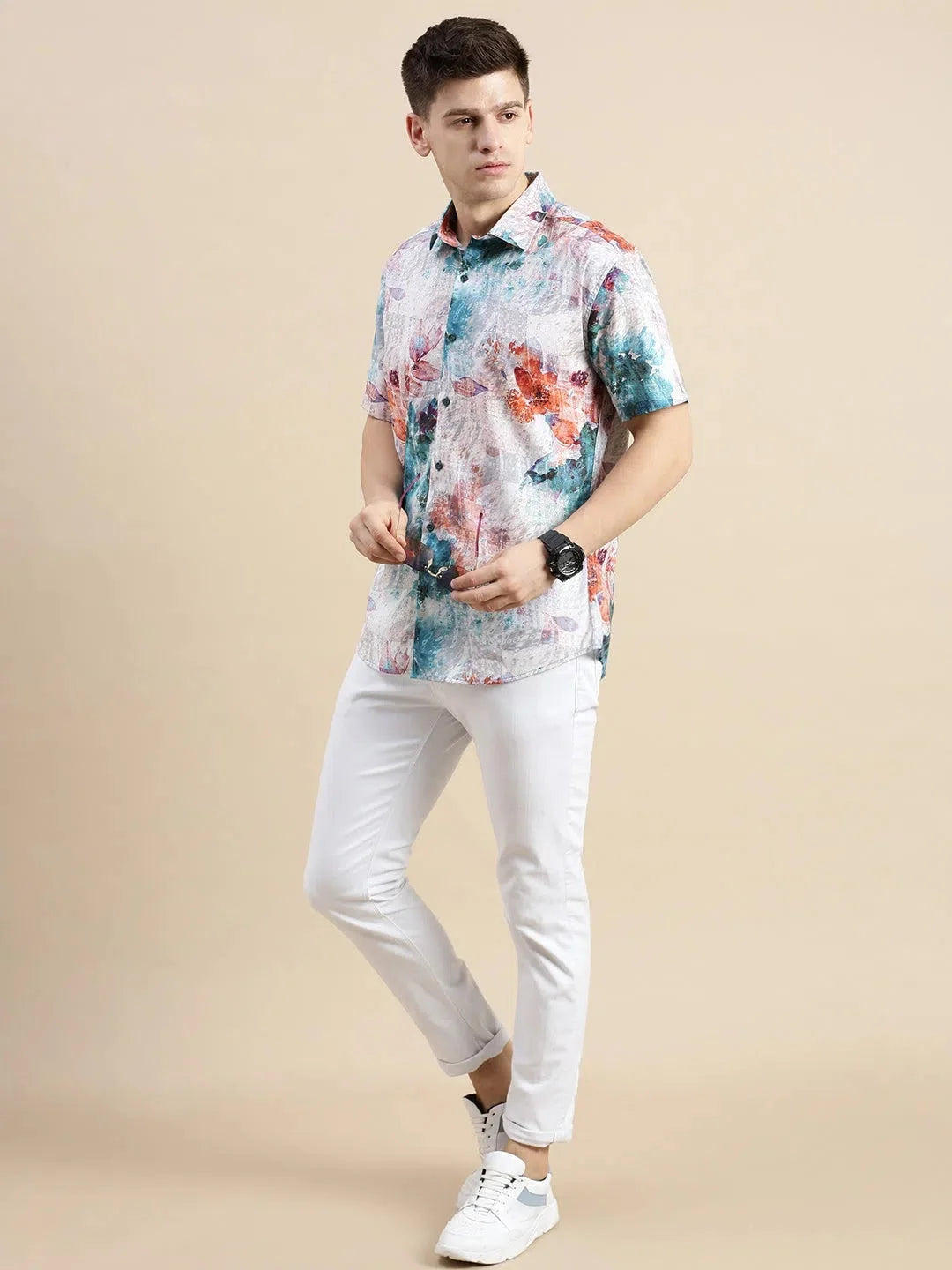 Mens Multi Floral Printed Shirt - DesiQlo Beach Shirts