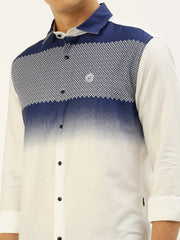 Men White Printed Casual Shirt-QUINN-3598-White