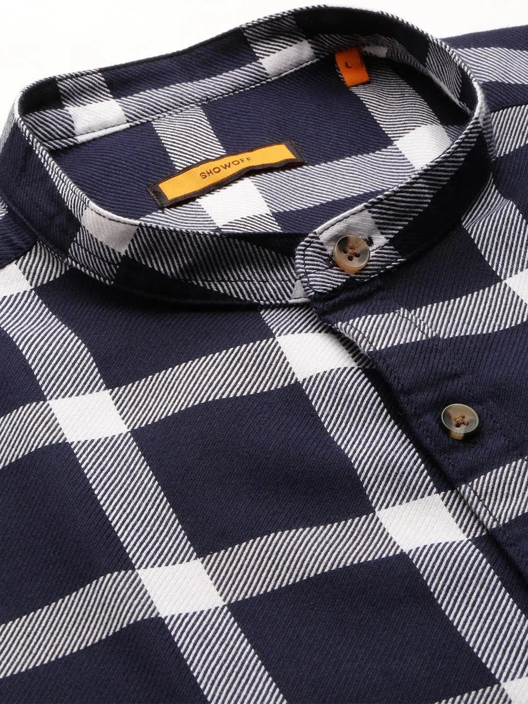 Navy Checked Cotton Shirt for Men - Casual Formal Shirts