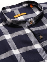 Men Navy Checked Casual Casual Shirts-RORACHECKS-89-Navyblue